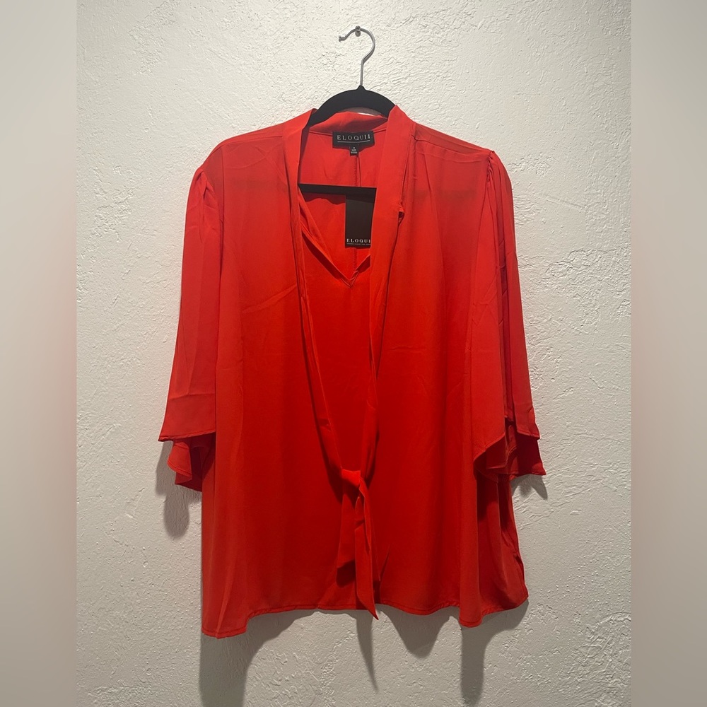 Eloquii Size 24 Red/Orange blouse.